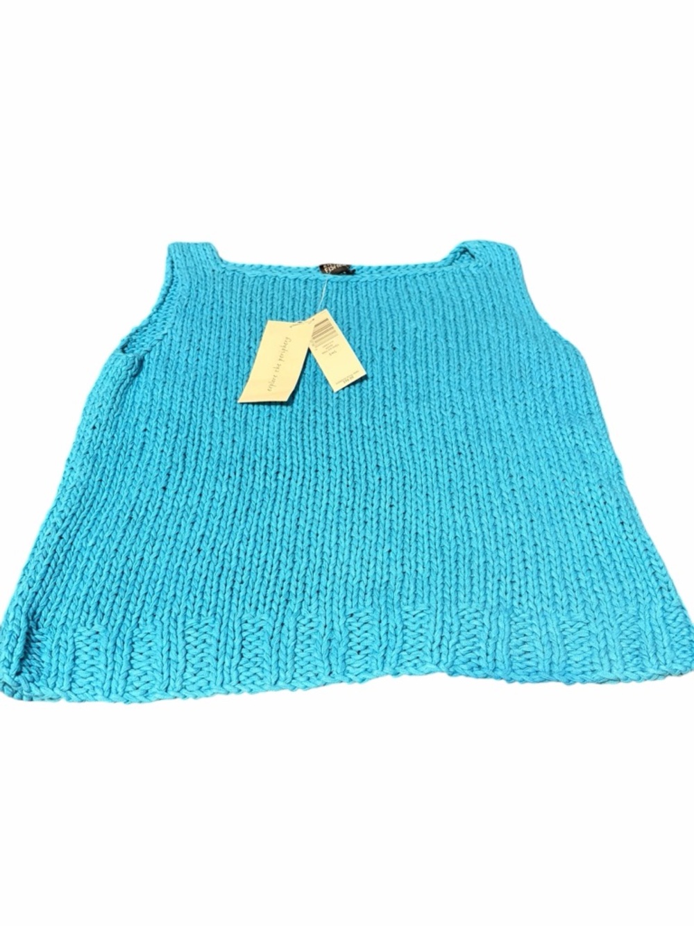 Eileen Fisher Turquoise Chunky Sleeveless Sweater 100% Cotton